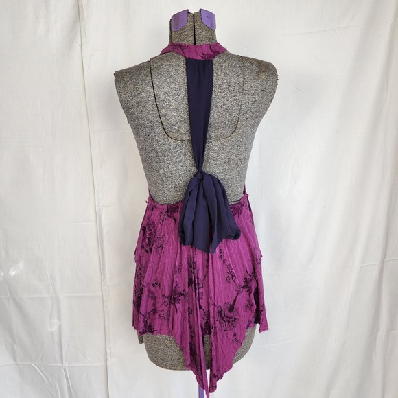 Purple Floral Women's Halter Top - Picture 3 of 9